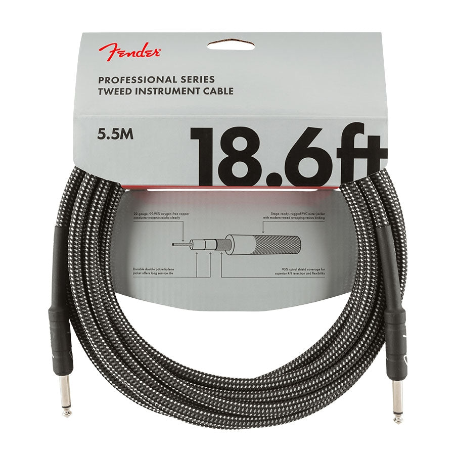 Fender 18.6 Feet Professional Series Tweed Instrument Cables 0990820068 - Gray Tweed