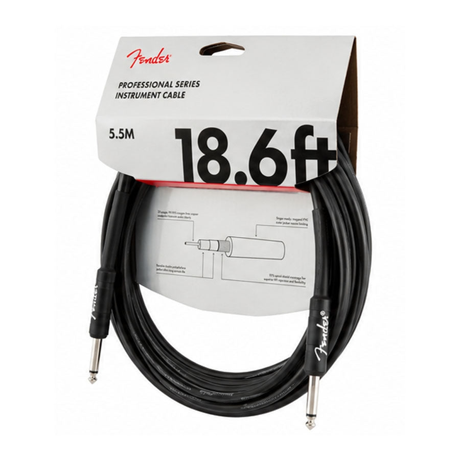 Fender 18.6 Feet Professional Series Instrument Cable 0990820020 - Black