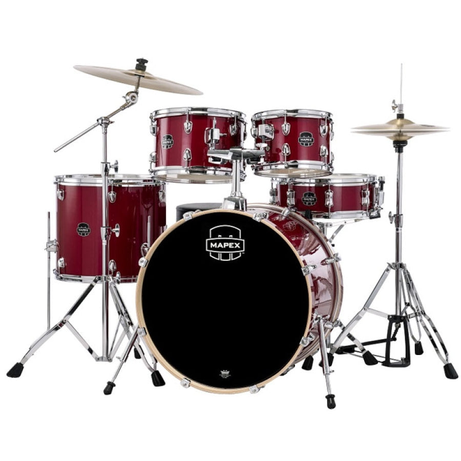 Mapex Venus 5-Pcs Hybrid Acoustic Drum Kit VE5295FTVM With Hardware & Throne - Crimson Red Sparkle