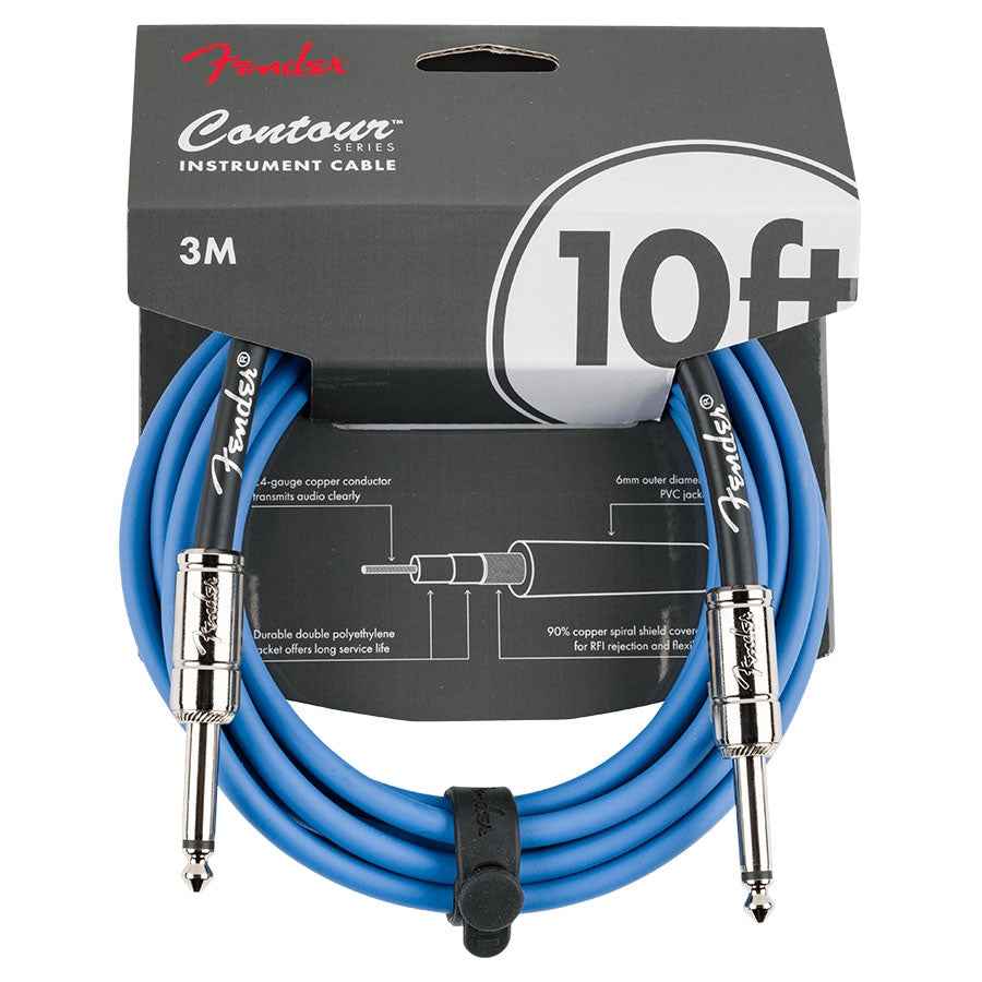Fender Contour Series 10 feet Instrument Cable 0990571102 - Lake Placid Blue