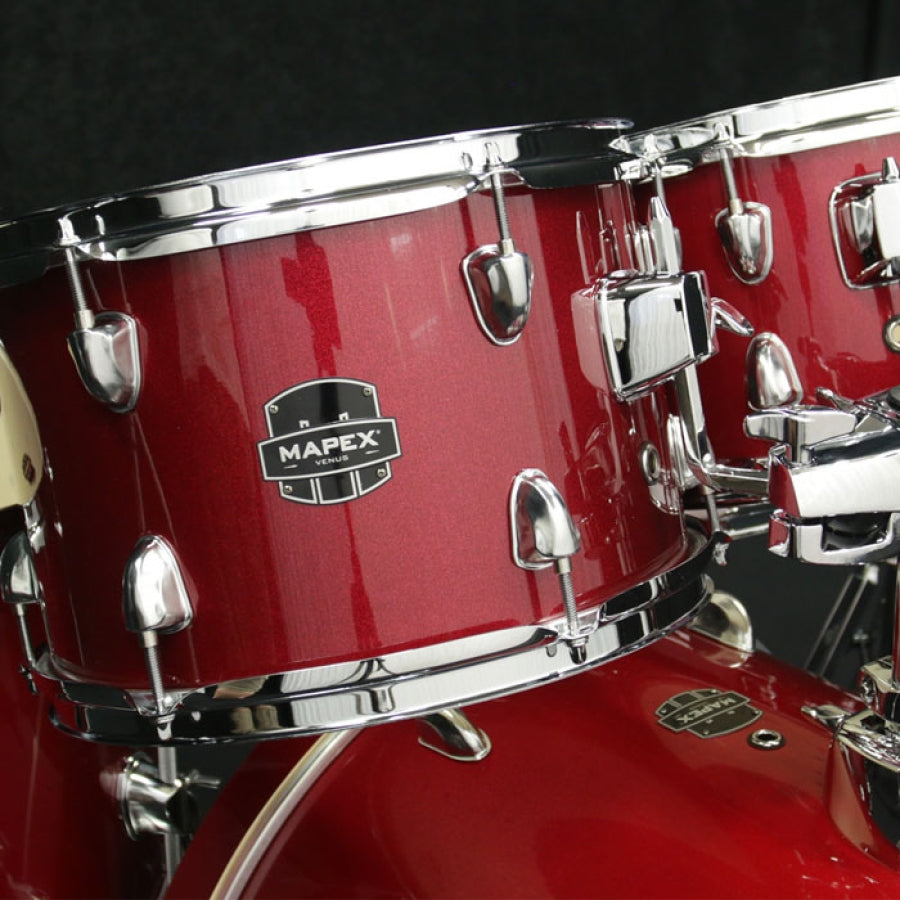 Mapex Venus 5-Pcs Hybrid Acoustic Drum Kit VE5295FTVM With Hardware & Throne - Crimson Red Sparkle