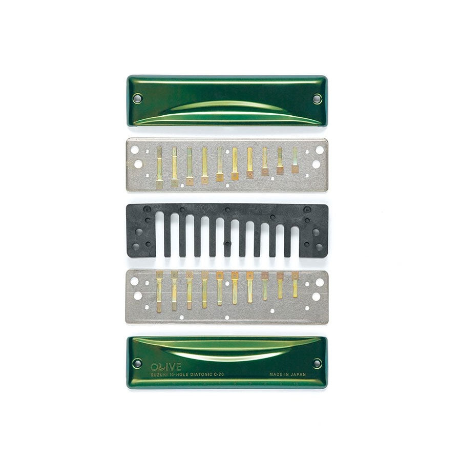 Suzuki C-20A Olive 10-Hole Key Of A Diatonic Harmonica