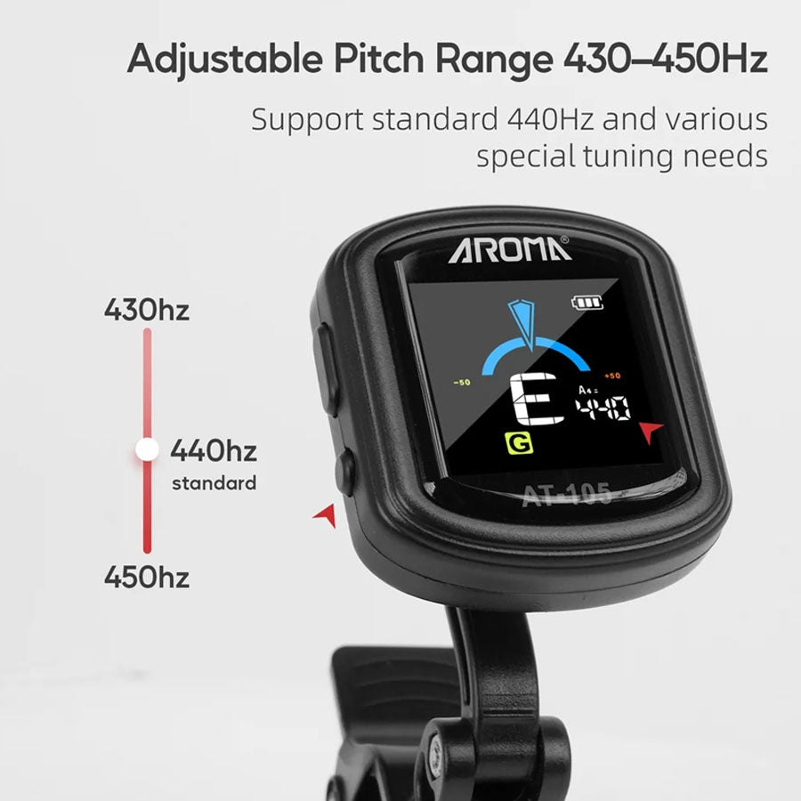 Aroma AT-10A Rechargeable Clip-On Guitar Tuner