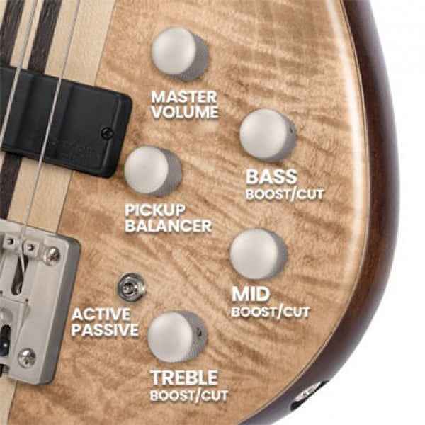 Cort A6 Plus FMMH OPN 6-String Bass Guitar - Open Pore Natural