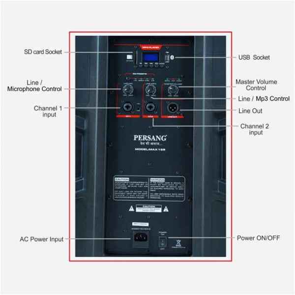 Persang Baretone MAX 15R 15" 500 Watt RMS 2-way Active Wireless Bluetooth Speaker
