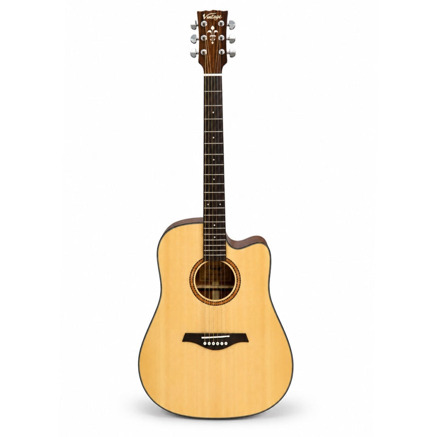 Vintage V1350N-CEQ Performer Series Acoustic Folk Guitar - Natural