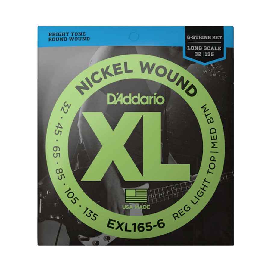 Daddario EXL165-6 6-String Nickel Wound Bass Guitar String Custom Light 32-135