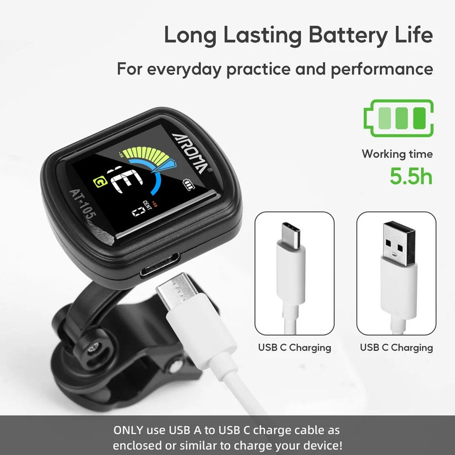Aroma AT-10A Rechargeable Clip-On Guitar Tuner