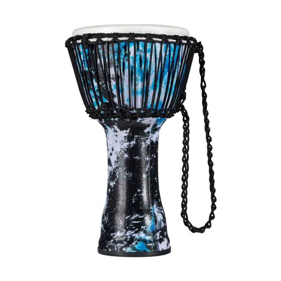 Meinl PADJ8-M-F 8" Travel Series Synthetic Head Rope Tuned Djembe - Galactic Blue Tie Dye