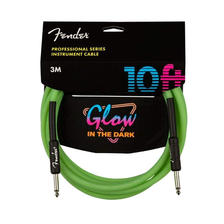 Fender 10 Feet Professional Series Glow In The Dark Instrument Cables 0990810119 - Green