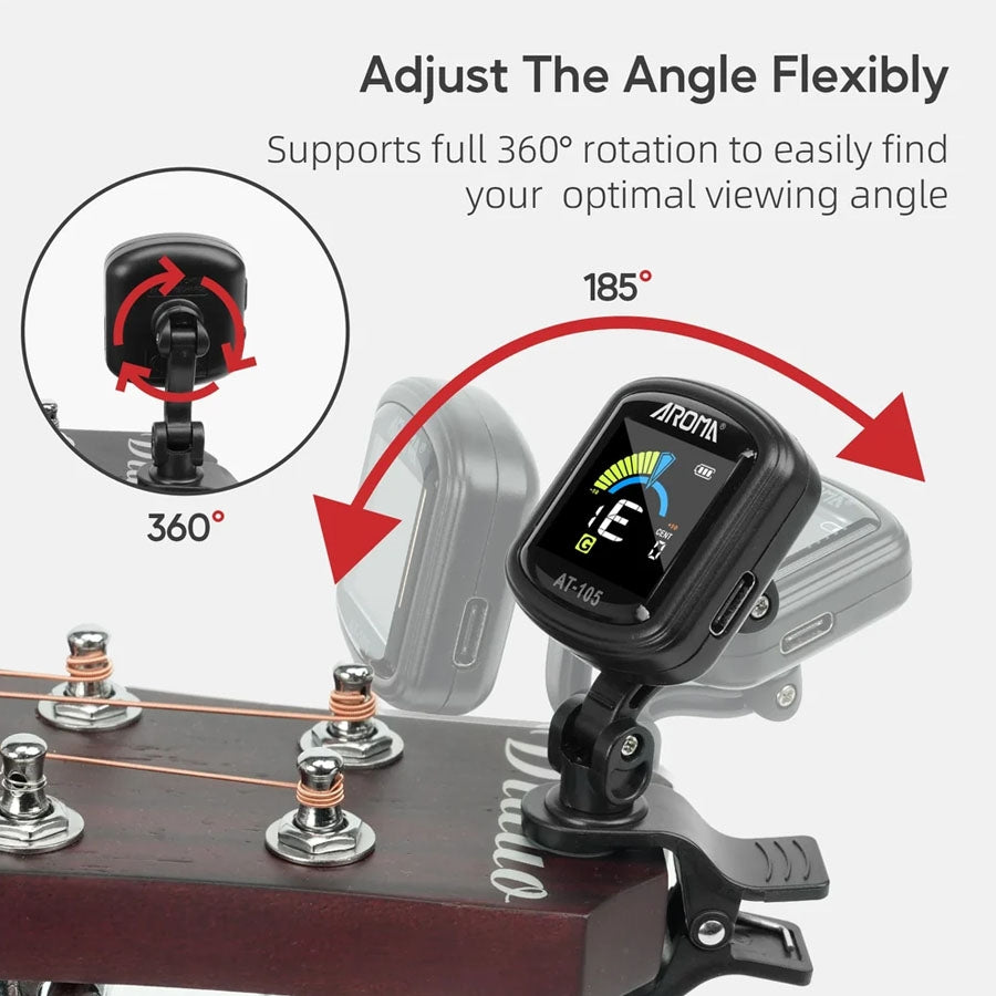 Aroma AT-10A Rechargeable Clip-On Guitar Tuner