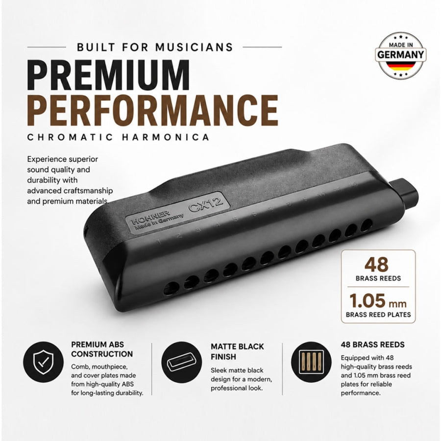 Hohner M754510 CX12 Black Harmonica - Key G