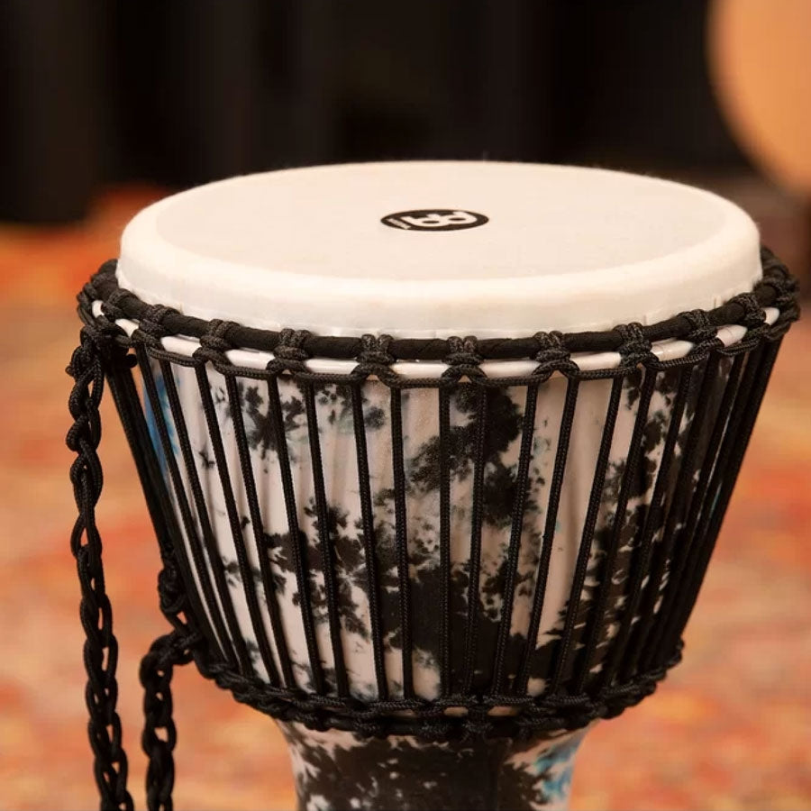 Meinl PADJ8-M-F 8" Travel Series Synthetic Head Rope Tuned Djembe - Galactic Blue Tie Dye