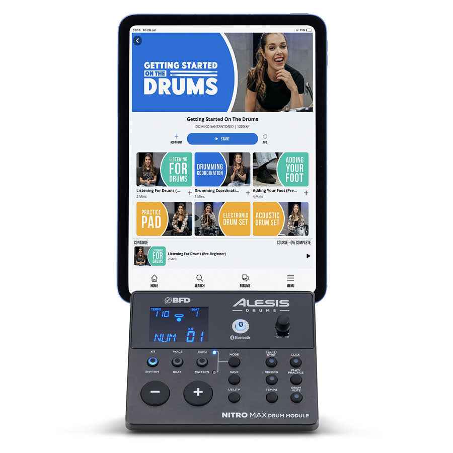 Alesis Nitro Max Kit Eight Piece Electronic Drum Kit with Mesh Heads and Bluetooth