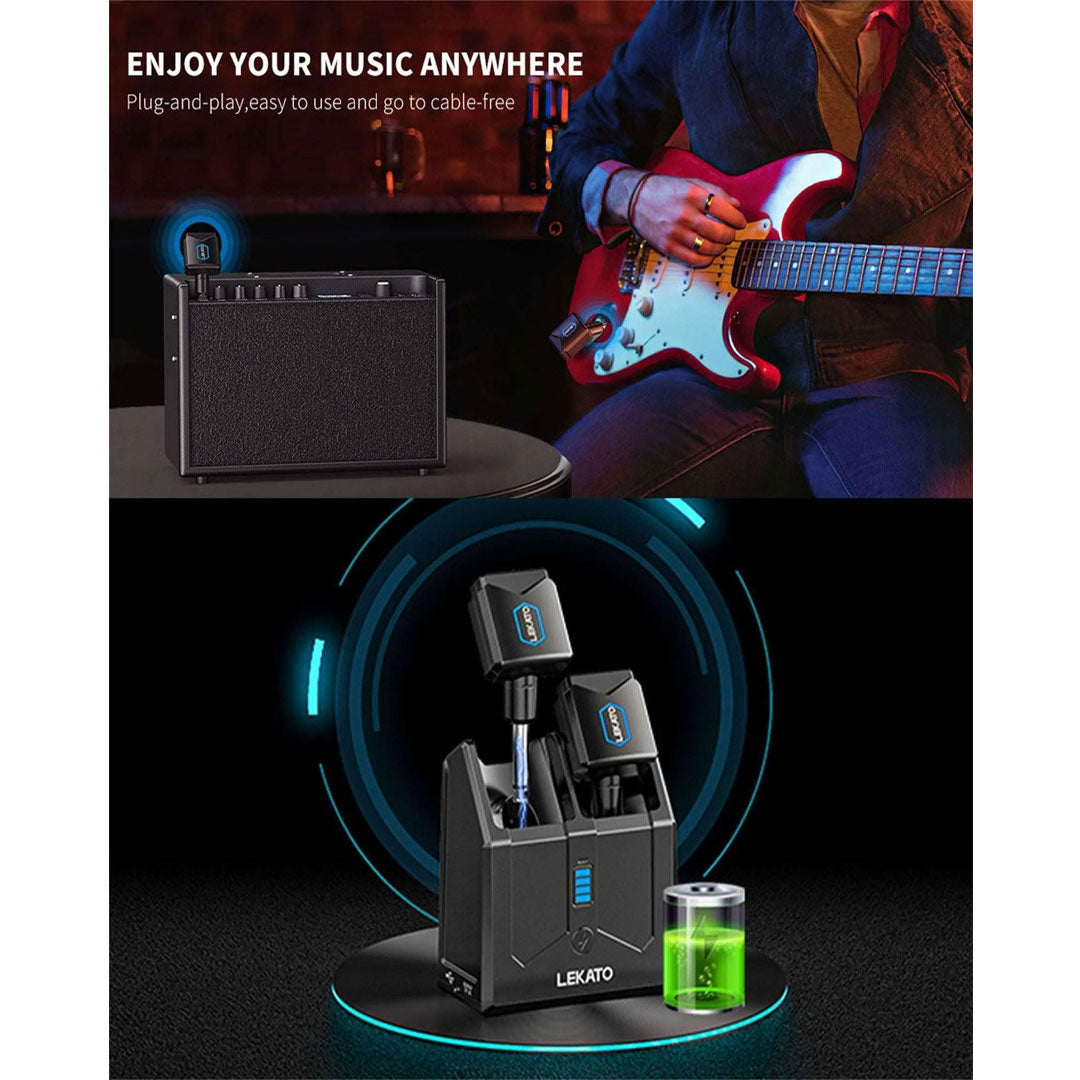 Lekato M03095 JW-06 5.8GHz Wireless Guitar System with Charging Box