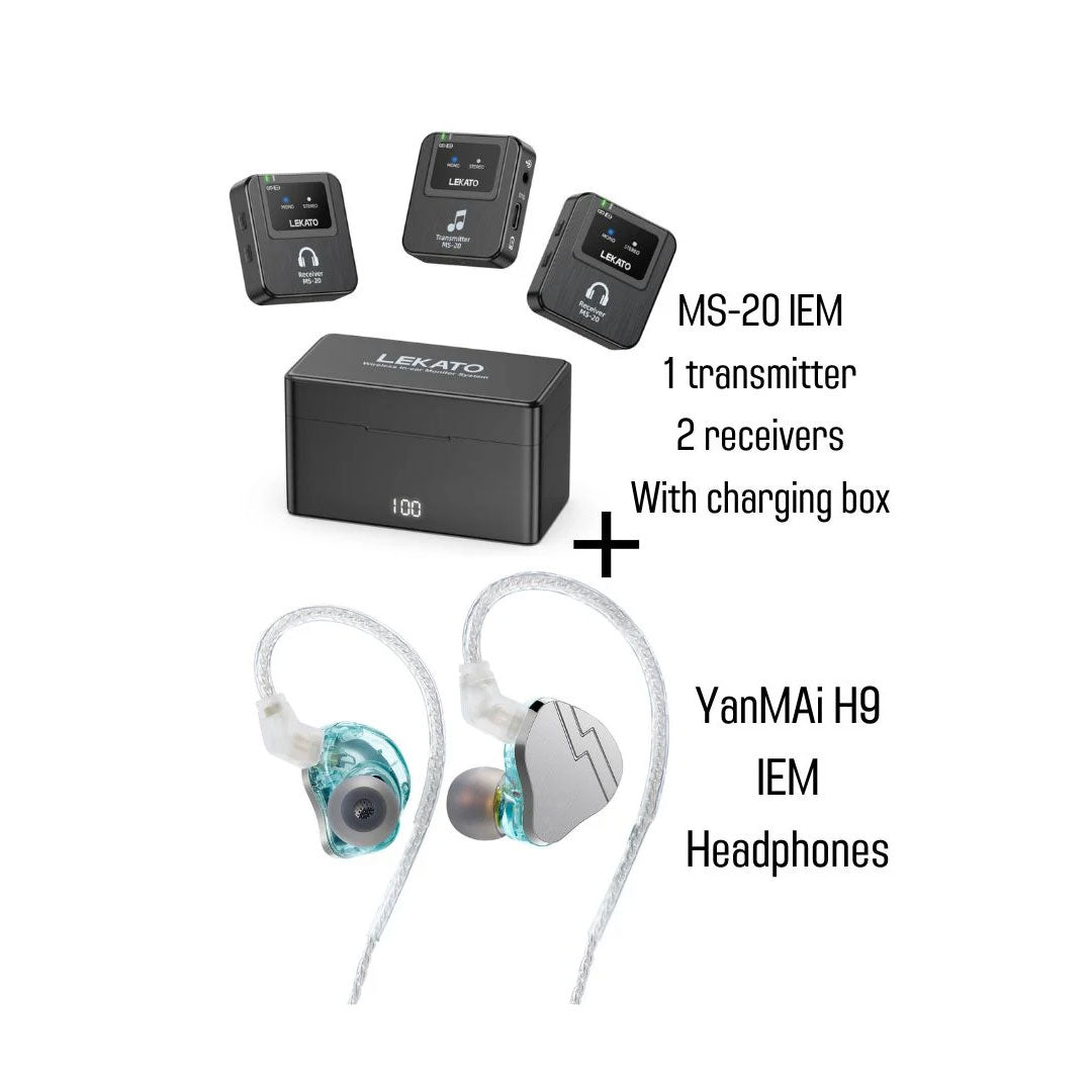 Lekato M03445BK Wireless In Ear Monitor System With Charge Case