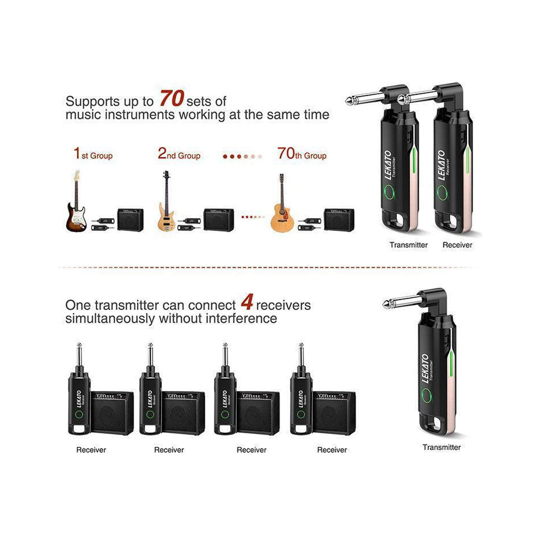 Lekato WS-70 UHF Guitar Wireless System 70 Channel M01476BL