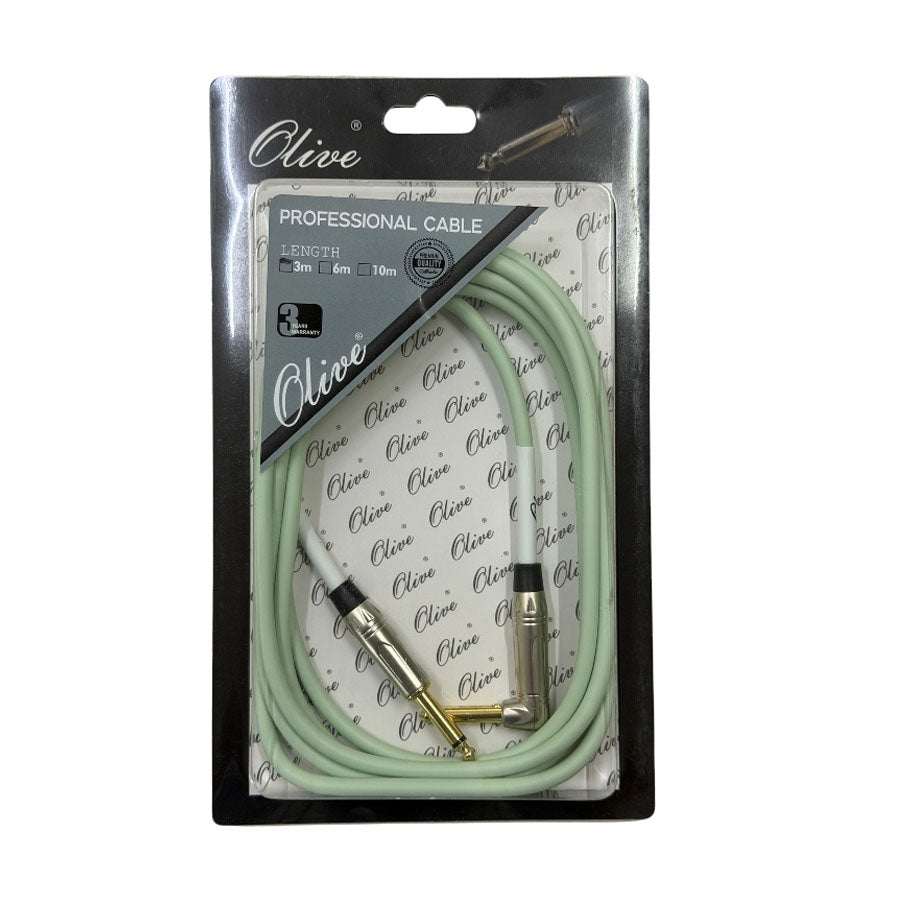 Olive OL-IC-G06 6-Meter Instrument Cable Right-Angled Jack - Green