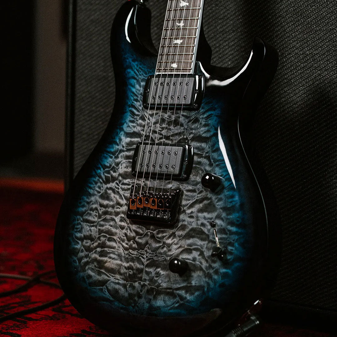 PRS SE Mark Holcomb MH74QEXEB1 HL 7-String Electric Guitar 116257 - Holcomb Blue Burst