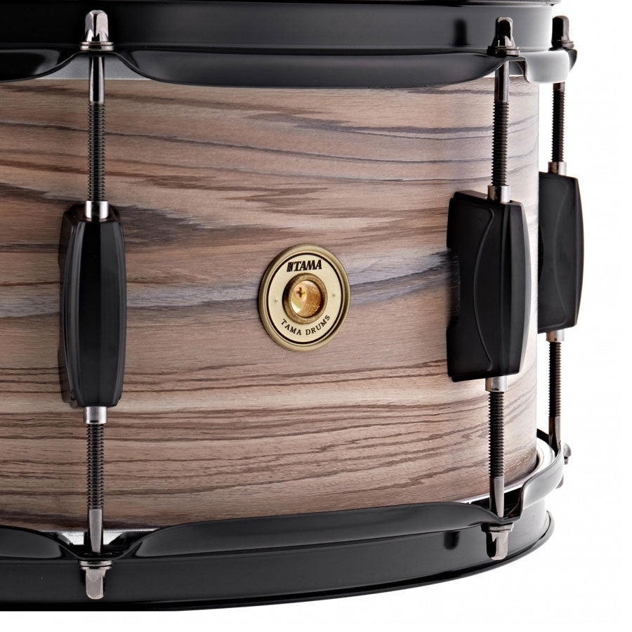 Tama WP1465BK NZW Woodworks 14 inch x 6.5 inch Snare Drum - Natural Zebrawood Wrap