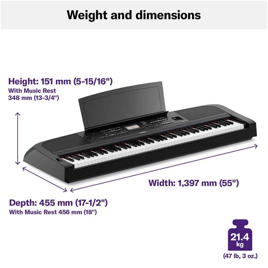 Yamaha DGX-670B 88-Keys Portable Digital Grand Piano With Adaptor PA300C